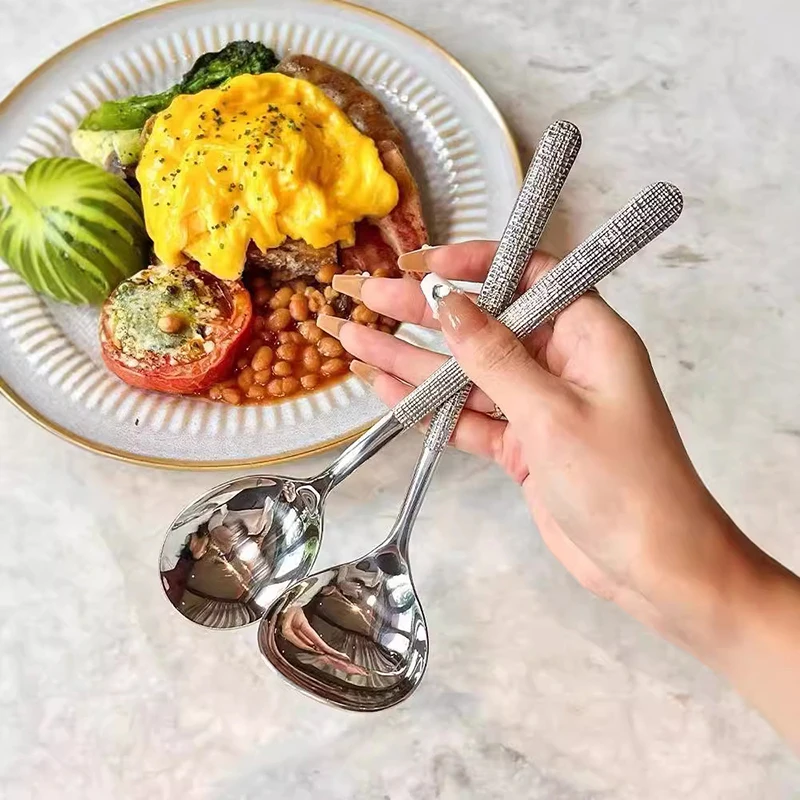 Kitchen Dinner Dish Soup Rice Shovel Western Restaurant Bar Public Spoon Large Stainless Steel Tableware Buffet Serving Spoon