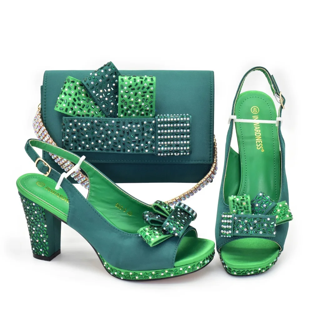 2026 new full diamond fish mouth thick heel shoes with dinner bag suit fashion design evening shoes