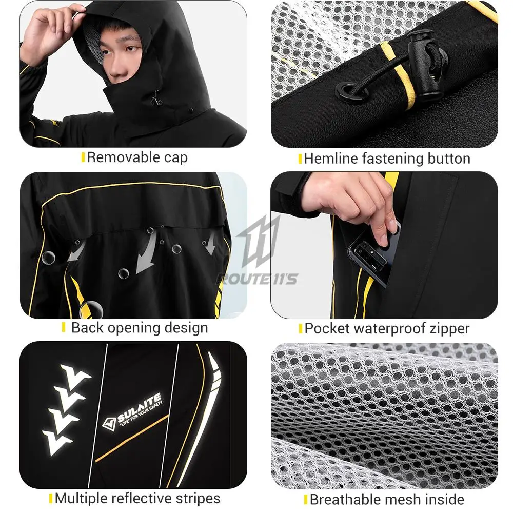 Waterproof Motorcycle Rain Suit Raincoat+Rain Pants Poncho Motorcycle Rain Jacket Motorbike Scooter Riding Rain Suit