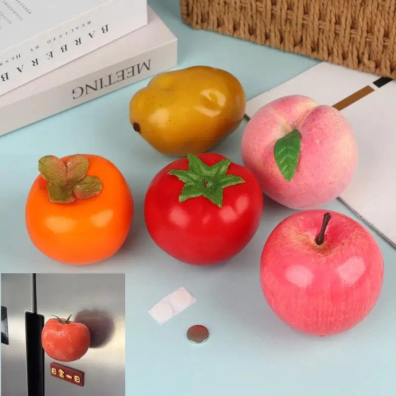 3D Bionic Food Refrigerator Paste Fruit Model Magnets Home Decoration Whiteboard Cartoon Magnetic Stickers Kitchen Decoration