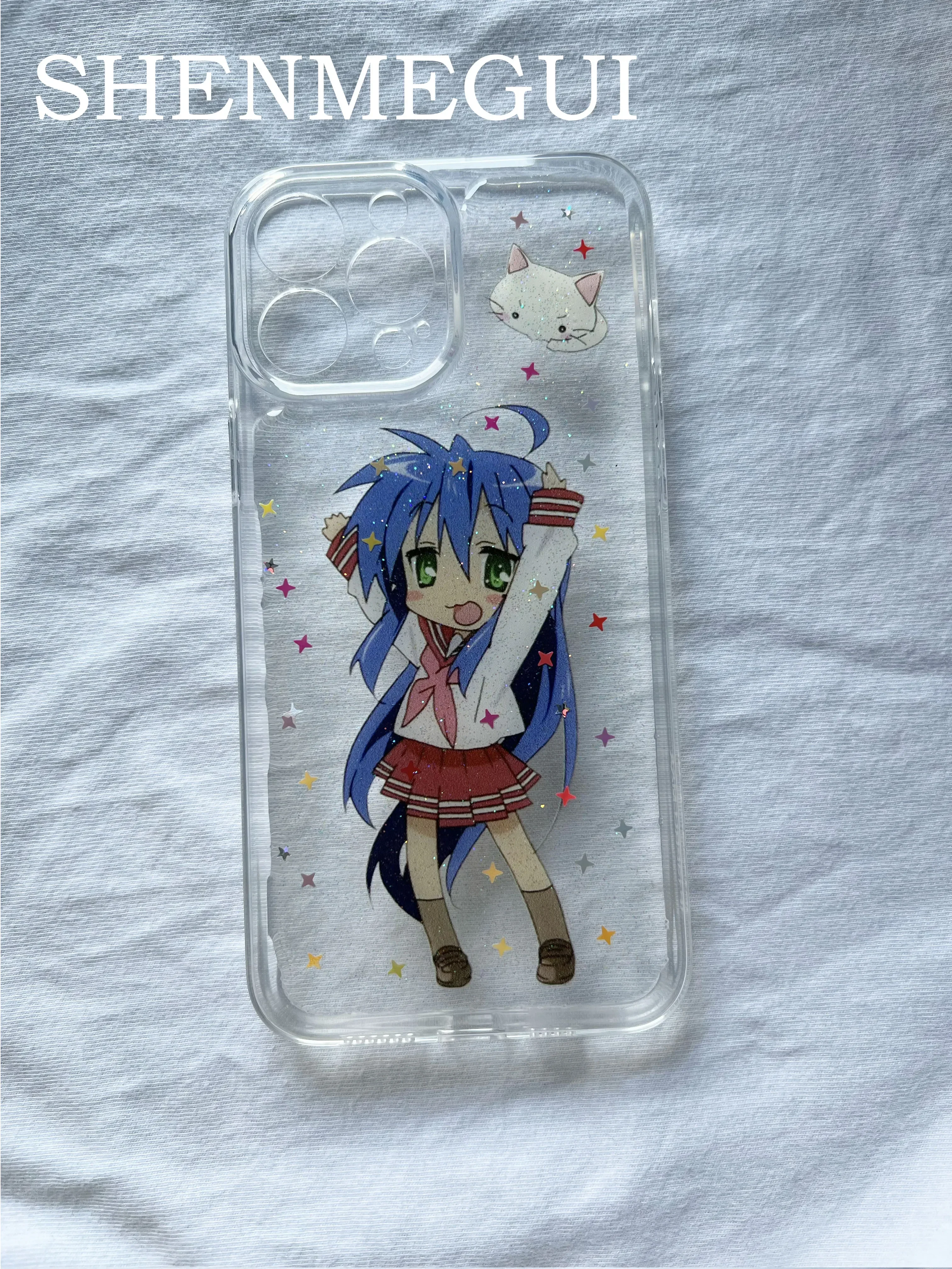 Lucky Star Anime Girl Clear Case for iPhone 15 11 12 13 14 Pro Max Xs XR 7 8 Plus Ultra Thin Anti-Scratch Soft Silicone Cover