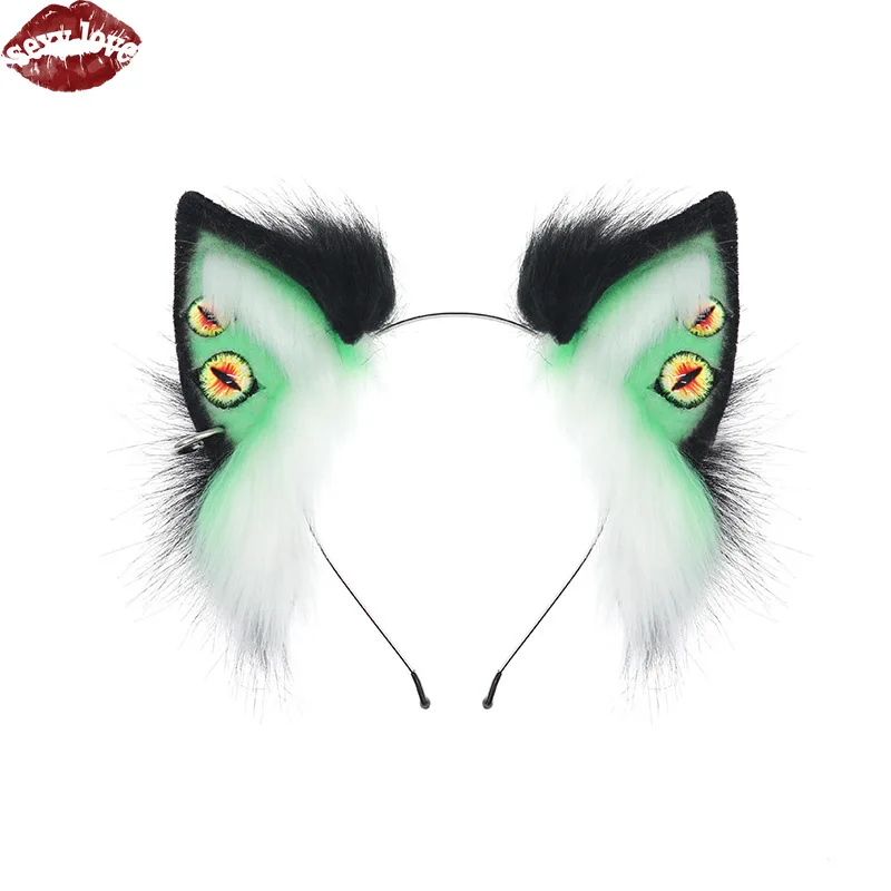 New Punk Wolf Ear Hair Hoop Manga Exhibition Fox Ear Beast Ear COS Prop Decoration Halloween Devil Hair Hoop
