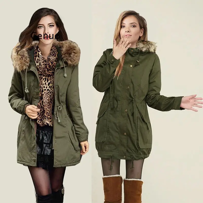 Women Coat Winter Fashion Faux Fur Hooded Jacket Coat Female Long Sleeve Warm Parkas Velvet Thicken Coats Women Clothing