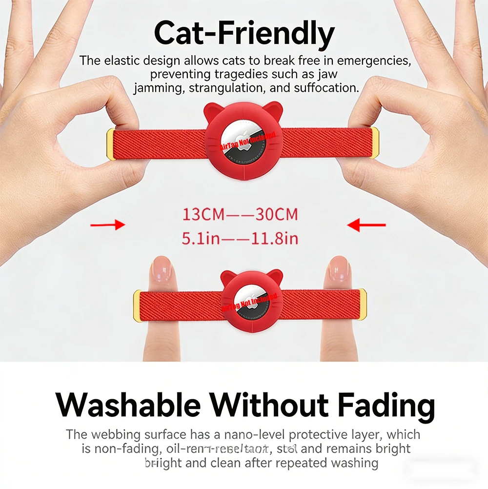 Neues Breakaway AirTag Tracker Katzenhalsband, kostenloses individuelles Namensschild, Kätzchenhalsband mit GPS-Halterung, verstellbare Anti-Verlust-Haustierhalsbänder – Detail 6