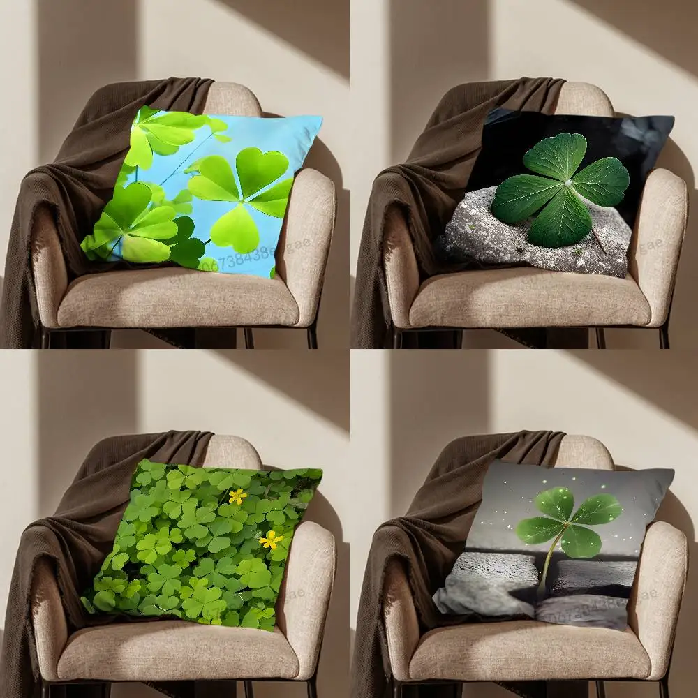 

Lucky Four Leaf Clover Throw Pillow Case Living Room Sofa Cushion Cover For Home Bedroom Decoration And Protector