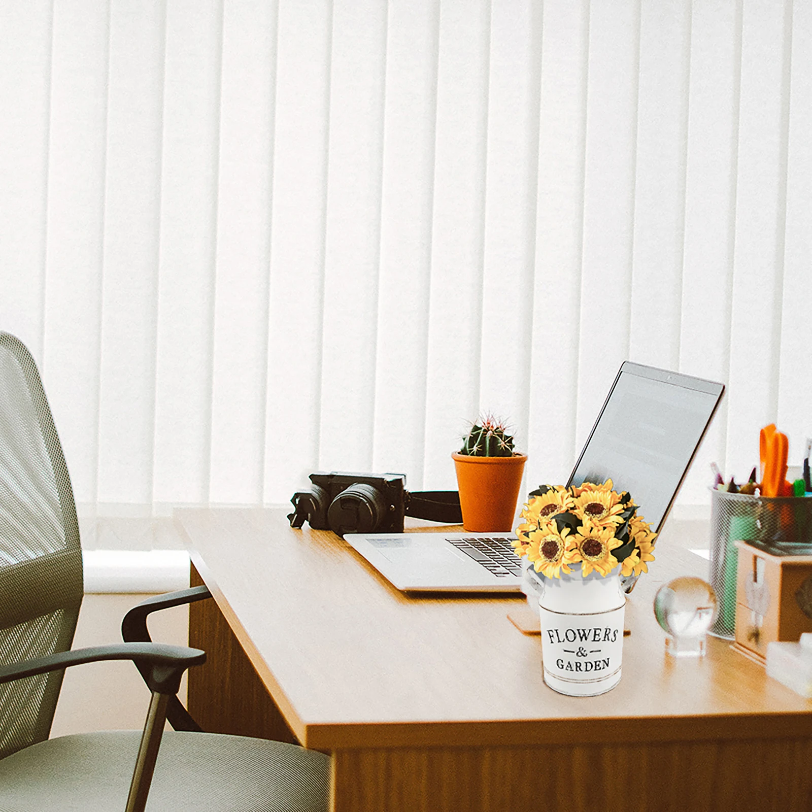 

1Pcs Flower Arrangement Metal Vase Retro Style White Letters Pattern Large Flower Pot Desktop Ornament for Office Decor