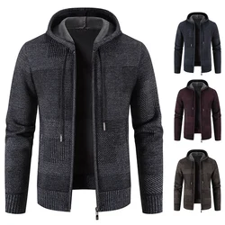 Men's Winter Thickened Cardigan Faux Fur Mink Sweater Cold Blouse Male Overcoat Hooded Plus Velvet Parkas Zip Outwear
