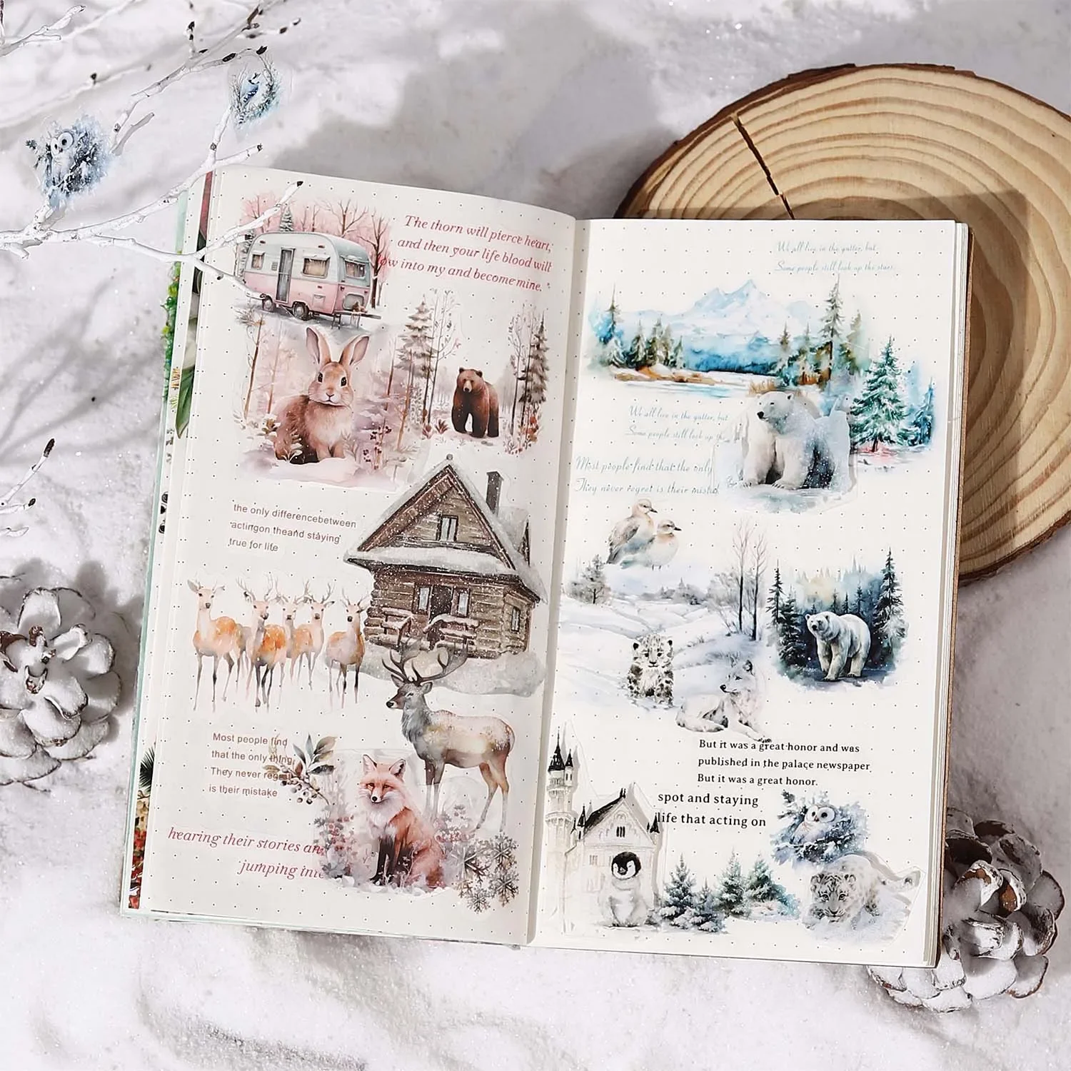 1Pc Snowy Forest Series Masking Washi Tape Winter Animals Handbook Decorative Adhesive Sticker Diy Label Scrapbooking