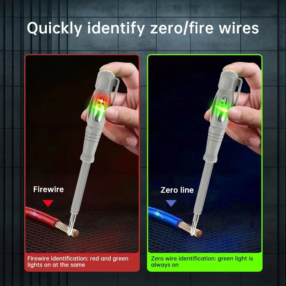 متعددة الوظائف كهربائي اختبار مفك التيار المتناوب عدم الاتصال التعريفي اقلام الفحص جهاز قياس الجهد الكهربائي 6-250 فولت أضواء الحث الأحمر الأخضر