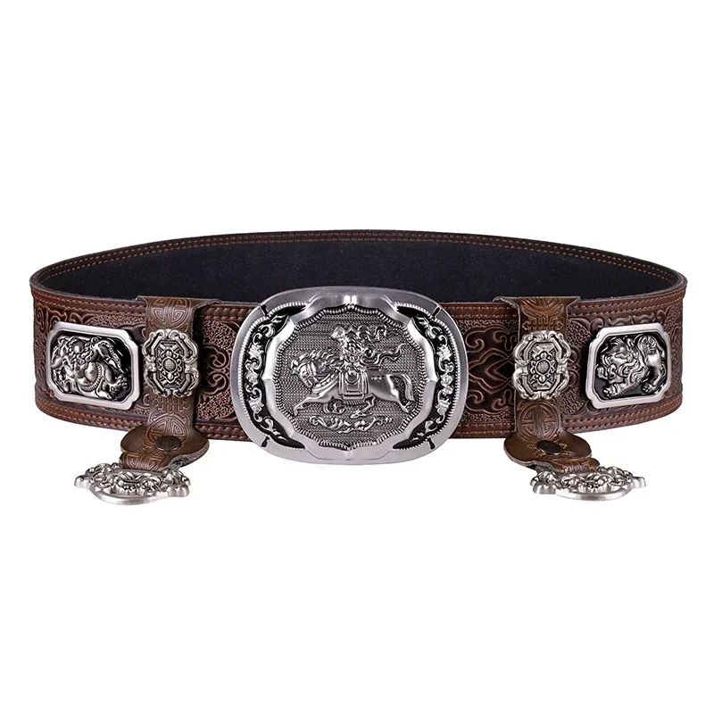 Pas mongolski czysty skórzany pasek męski pas dla tradycyjnej odzież z mongolii szata akcesoria taniec talii zespół