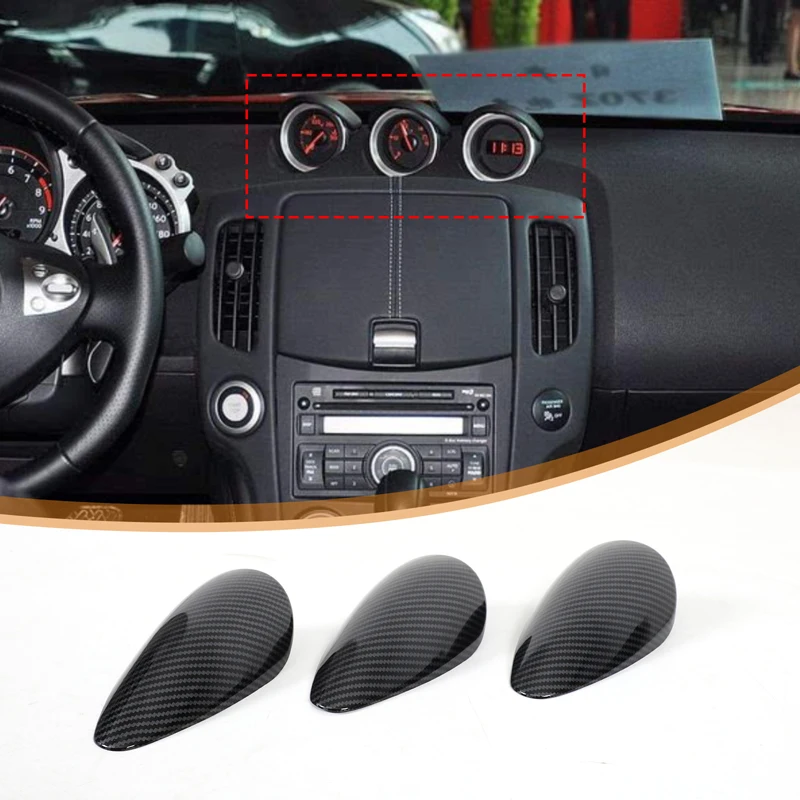 For Nissan 370Z 400Z 2009-2020 ABS carbon fiber car center console clock panel cover decorative sticker car accessories 2