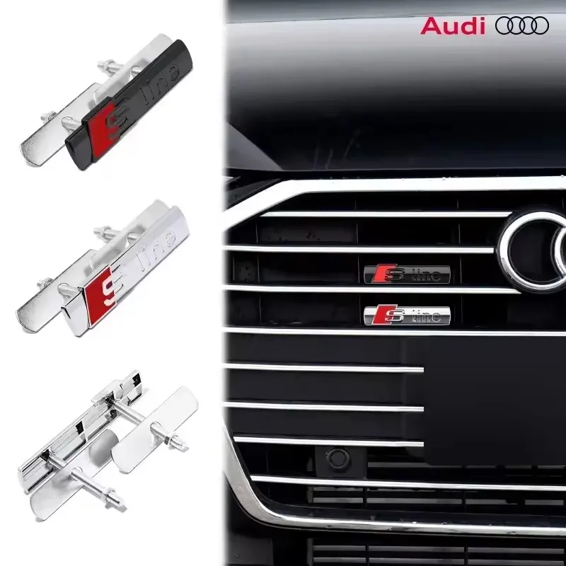 3D Metal SLINE Logo Emblem Car Front Grille Badge For Audi A4 B8 A3 8P A6 C7 8V B9 B7 B6 C6 A5 Q5 C5 A1 Q3 C8 8L Q7 TT S3 S4 S5