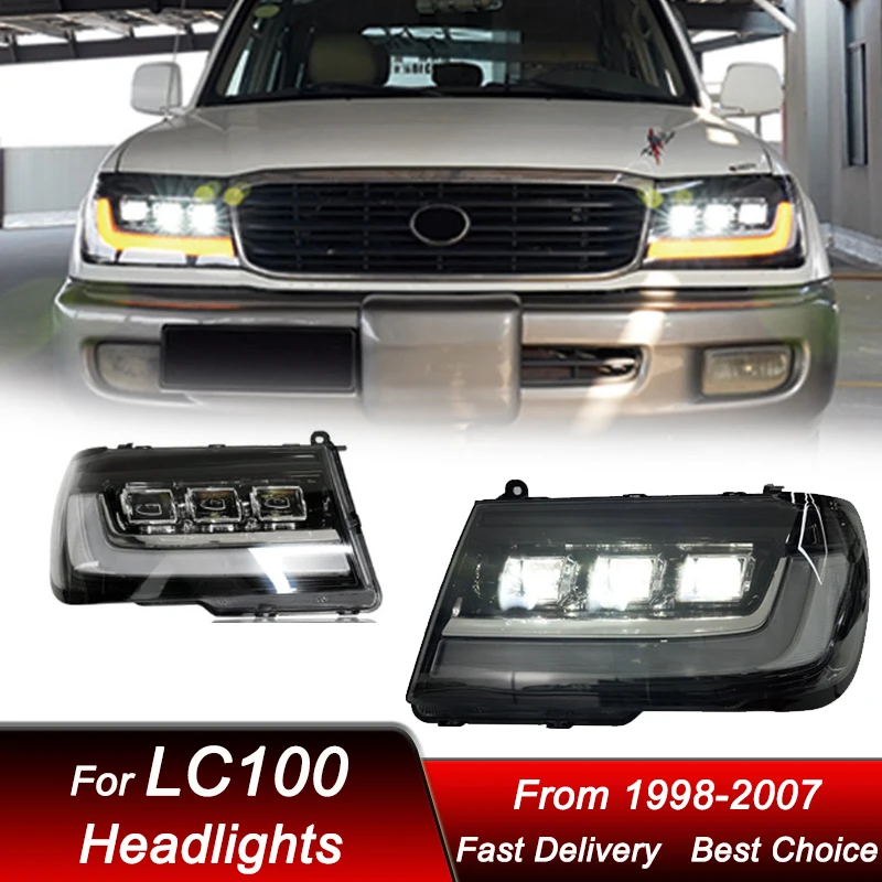 

Pop Styling Car Headlights For Toyota Land Cruiser LC100 1998-2007 New Style LED Headlamp Upgrade Projector Lens Accessories Kit