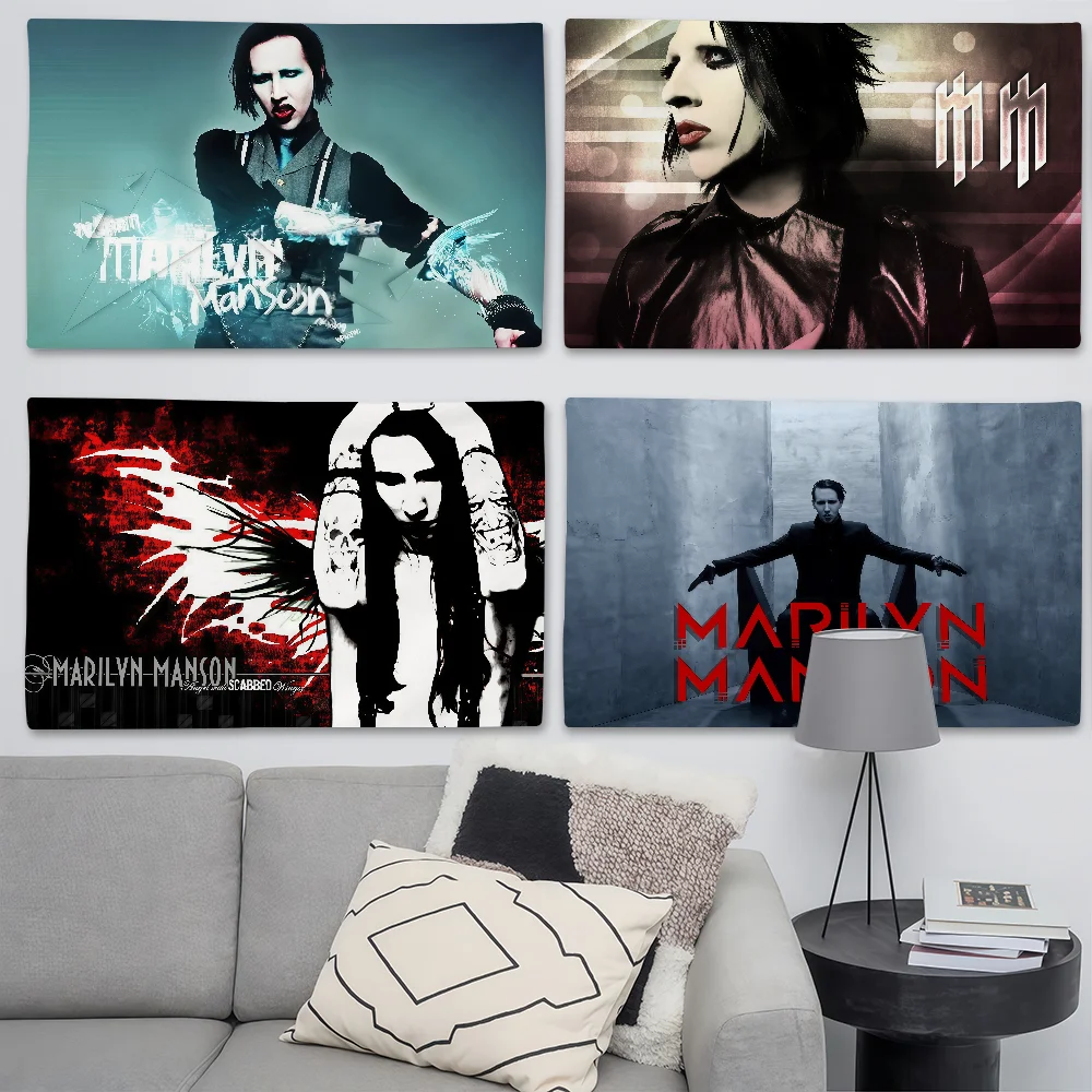 Sänger M-Marilyn M-Manson Flagge, geeignet für Geburtstagsfeiern, Wohnzimmer, Schlafzimmer und Outdoor-Camping-Dekorationen