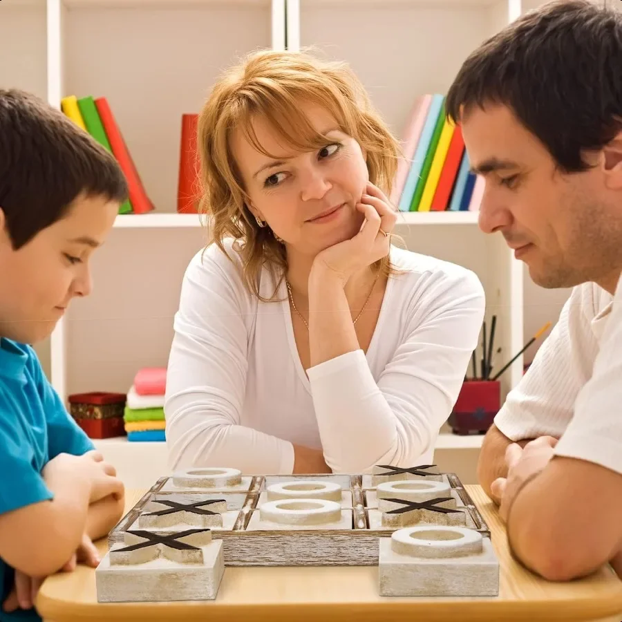 JEVERGN 12,6 Большая деревянная игра Tic Tac Toe Деревенский журнальный столик Игра Wood Farmhouse Tic Tac Toe Настольная игра Декор Семейные игры fo