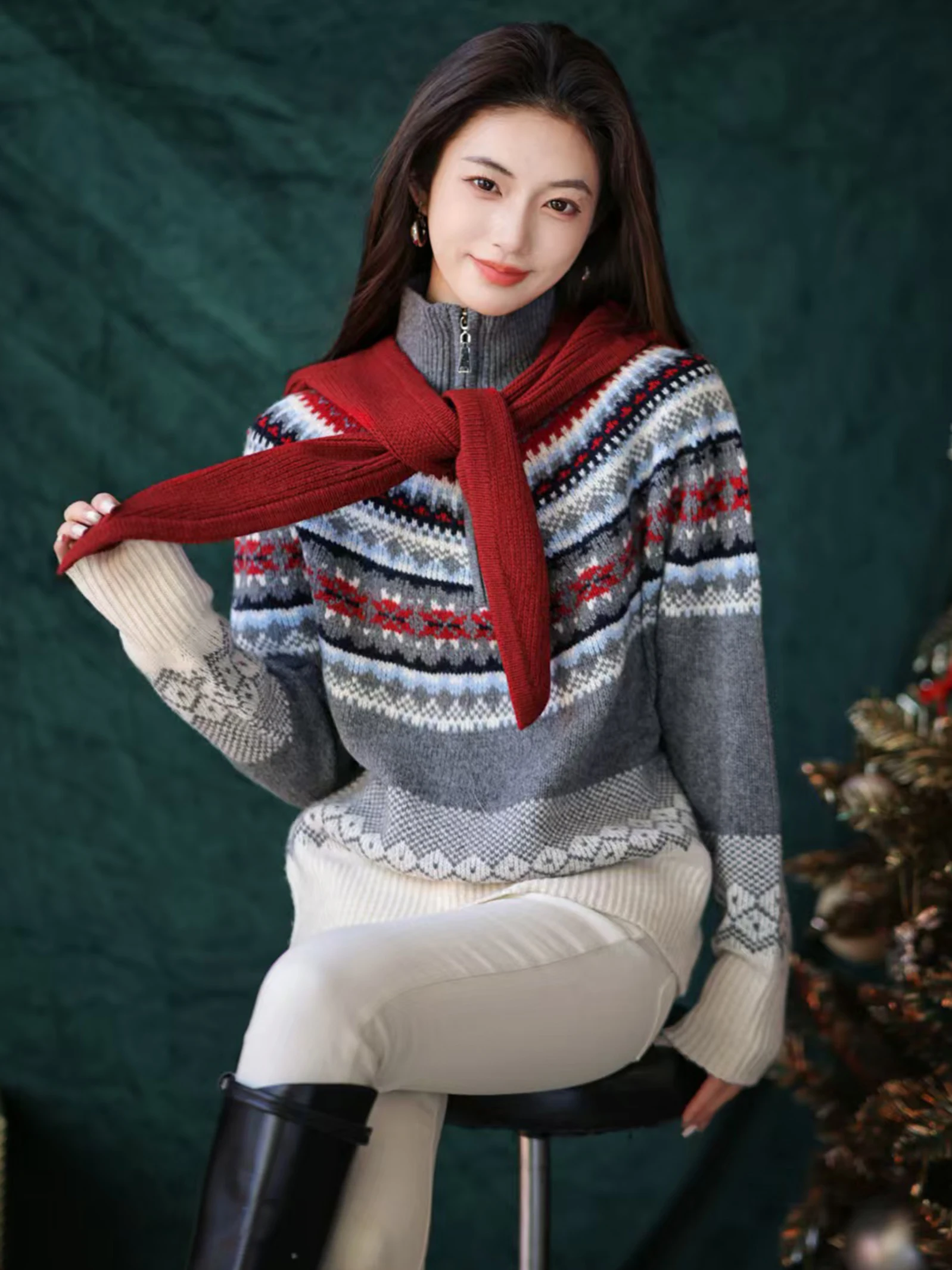 

Шерстяной свитер высокого давления. Праздничный вязаный двусторонний свитер 00. Шерсть Zha Daxi Commute Sle Long Sve Thiened. Трикотажный свитер.