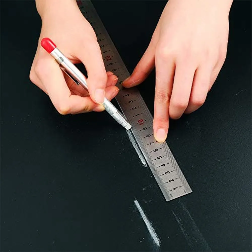 Pen Style Soapstone Marker with Textured Grip 2pcs Holders 12pcs Refills for Glove Friendly Metal Marking Tasks