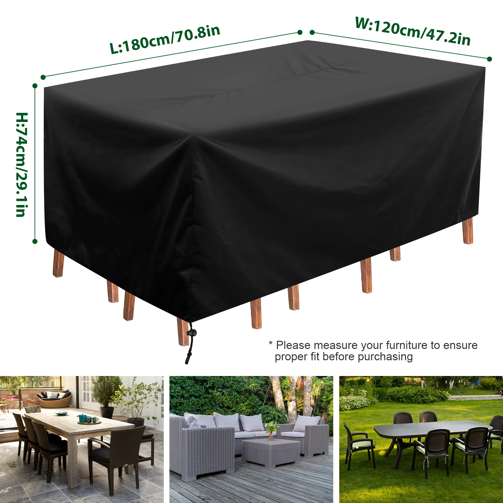 Waterproof Garden Furniture Cover Anti-Dust Outdoor Patio Oxford Cloth Table Chair Covers Rectangular Wind-Proof Yard Sofa Cover