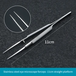 11cm Microtweezers Surgical Tools Ophthalmic Double Eyelid Instruments Straight Elbow Platform With Hooked Teeth Forceps