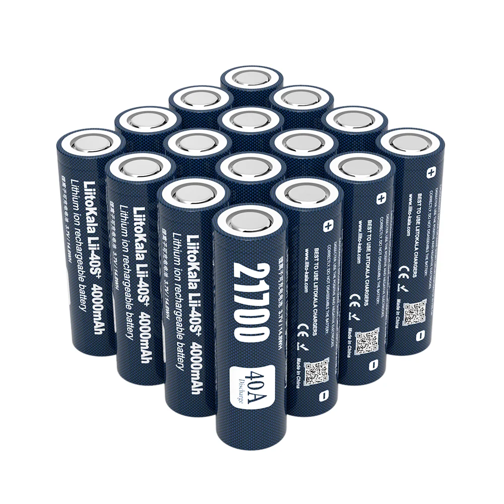 LiitoKala Lii-40S 21700 Battery 3.7V Li-ion 4000mA 40A Discharge Batteries 4.2v high drain devices Flat head