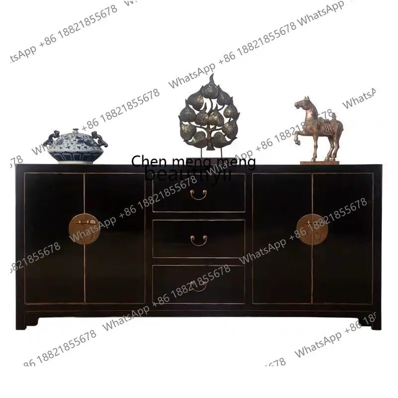 

New Chinese-style solid wood dining side cabinet, black edging and old storage decorative cabinet, antique ornament cabinet