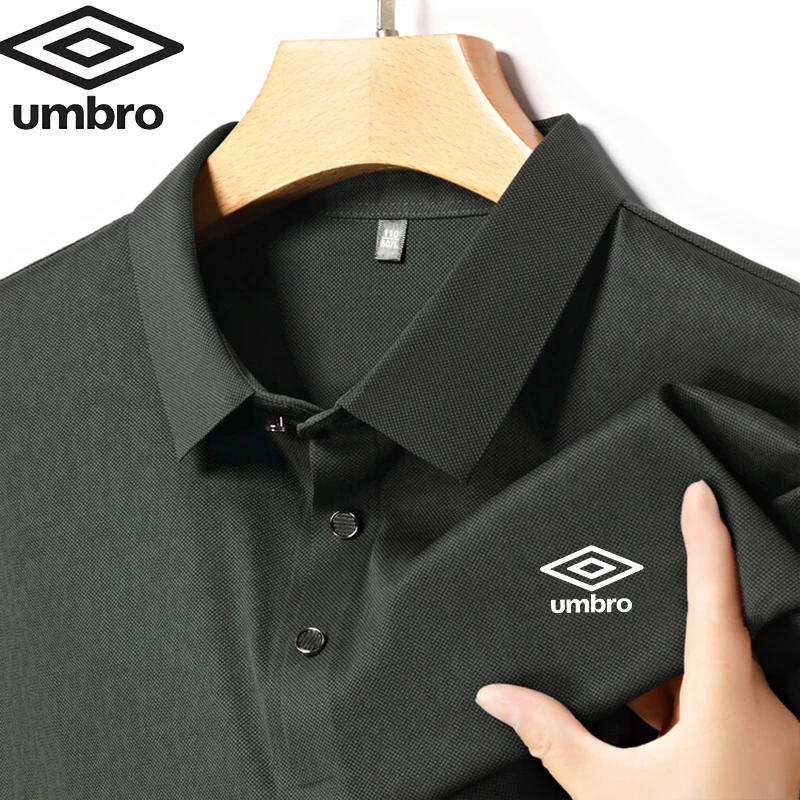 Embroidered Umbro New Summer Ice Silk Polo Shirt Men's Short Sleeve Business Casual Thin and Breathable Polo-shirt for Men