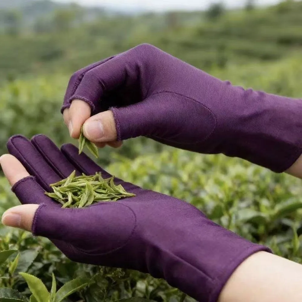 

New Thin Sunscreen Gloves Anti-UV Breathable Riding Driving Gloves Highly Elastic Two Fingers Ice Silk Gloves Summer