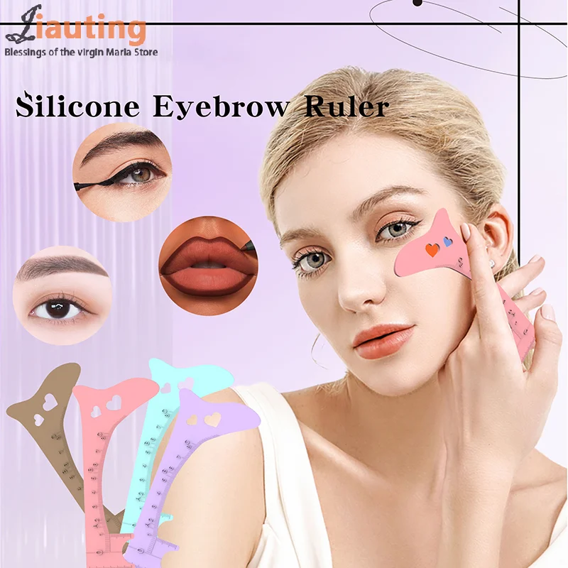 Beauty Ruler Reusable Lipstick Positioning Eyeliner Stencils Winged Tip Eyeliner Aid Eyebrow Stencil Multi-Purpose Makeup Tool