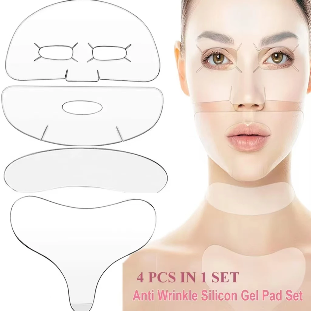 Reusable Face Chest Pad Set Silicone Facial Anti Wrinkle Anti Aging Smoothing Silicone Patches Remove Fine Lines Skin Care Tools