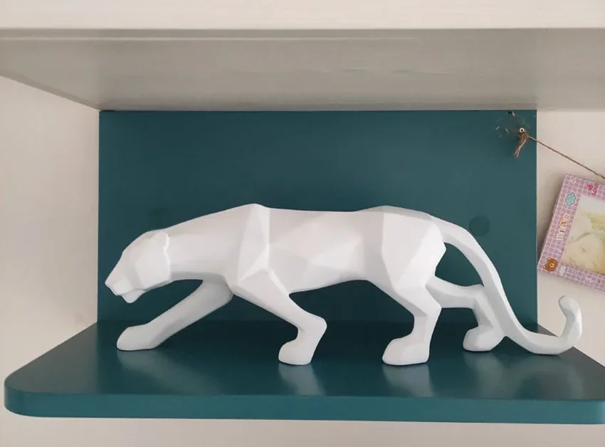 Wohnkultur Panther Statue Tier Figur Abstrakte Geometrische Stil Harz Leopard Skulptur Home Office Desktop Dekoration Handwerk – Detail 5