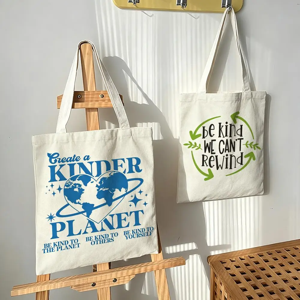 Eco Art E-Earth Day Graphic Pack Storage Bags Canvas bags are suitable for going to class, shopping, gifts, and commuting