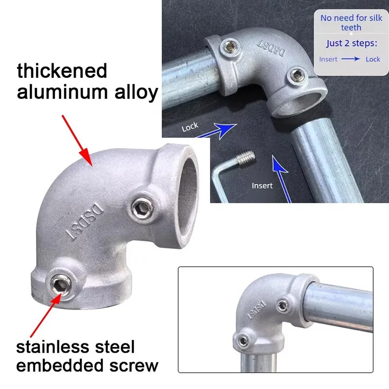 2pcs Aluminum Alloy Pipe Fitting Connector Fit for 20/25/32mm Circular Pipe Frame Fasteners DIY Steel Tube Shelf Parts