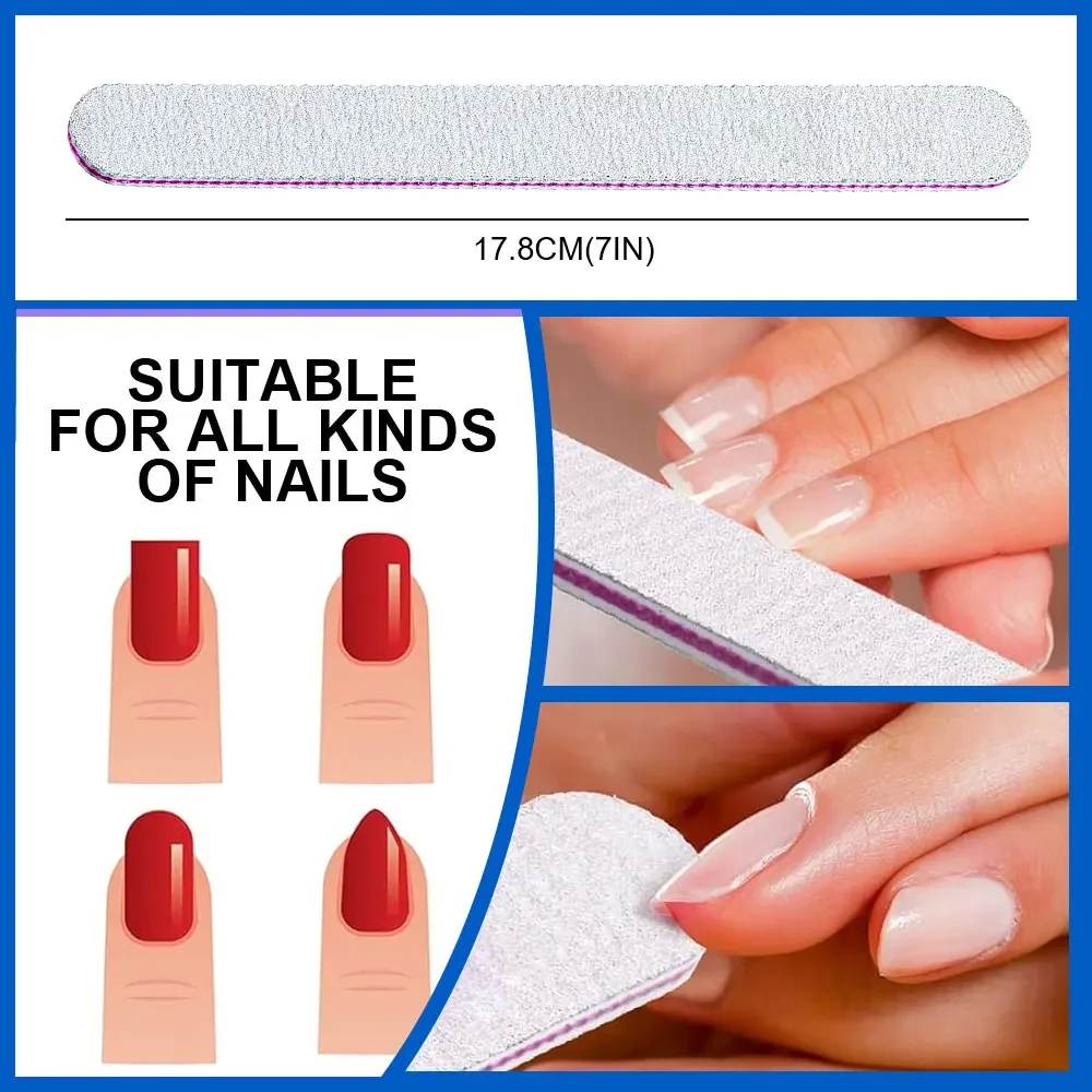 16PCS Nail File Buffer Kit for Manicure UV Gel Nails Acrylic Polishing And Grinding 7 Sides Polished File Buffers Set Salon Tool