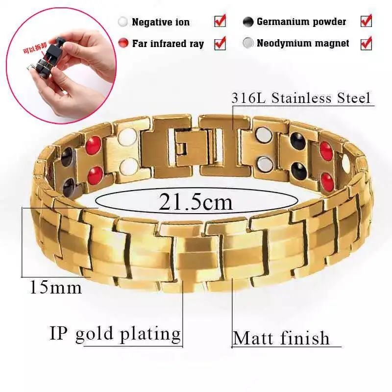 New 2022 Men's Magnetic Bracelet with Hook Buckle Clasp Therapy Bangles Man Health Care Weight Loose Jewelry Lady Bracelets