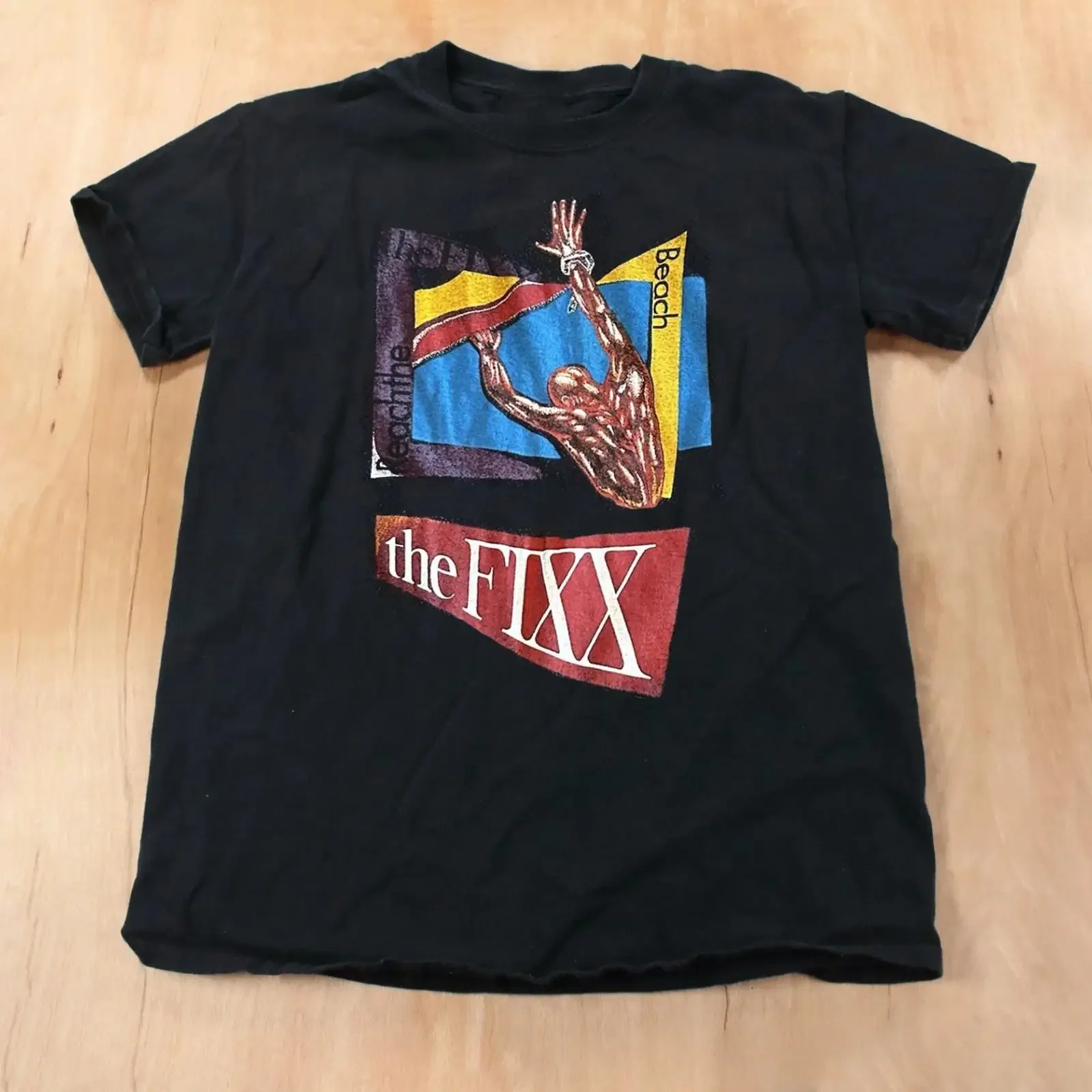 Футболка The Fixx T Shirt Reach Beach Tour для взрослых, модель BS202, винтажная, с эффектом потертости, слегка повседневная, удобная, унисекс, стильная дизайнерская одежда