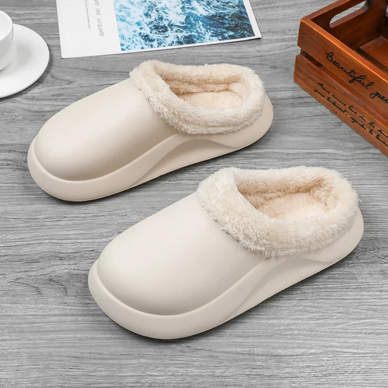 Slippers Platform Huis Katoenen Schoeisel Waterdicht Antislip Slijtvast Comfortabel Houden Warm Slip-On Plus Fluwelen Model