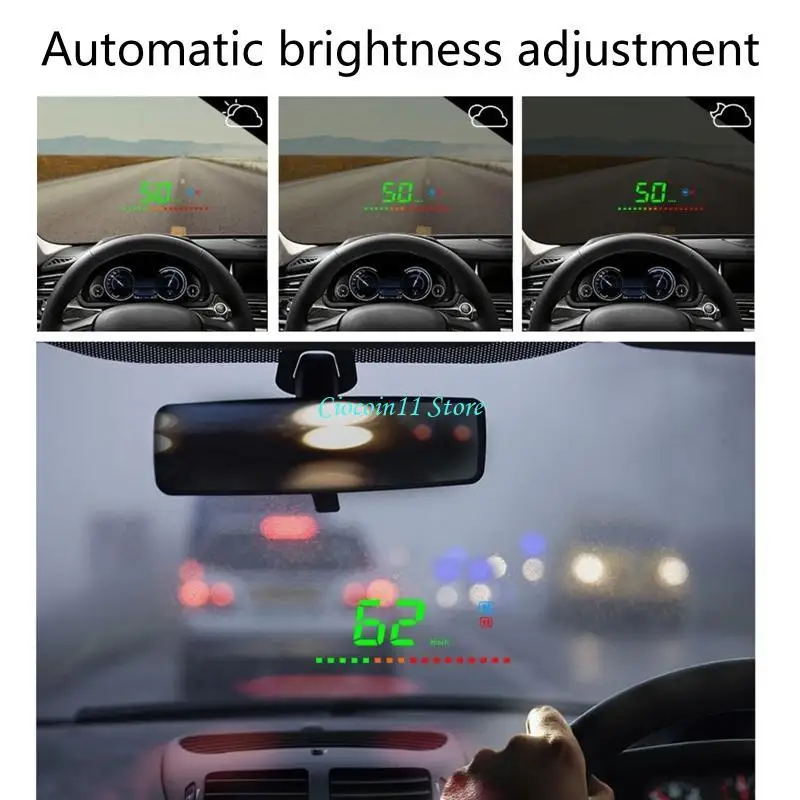 Y1UB High Definition HUD Car Head Up Display Overspeed Alarm Speedometer GPS HUD Digital Gauges Auto Fatigue Driving Remi