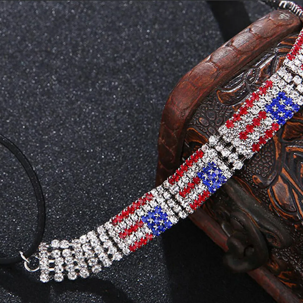 

Блестящая повязка для волос с американским флагом, украшенная стразами, эластичная повязка на голову для женщин и девушек, модный стильный аксессуар для спорта.