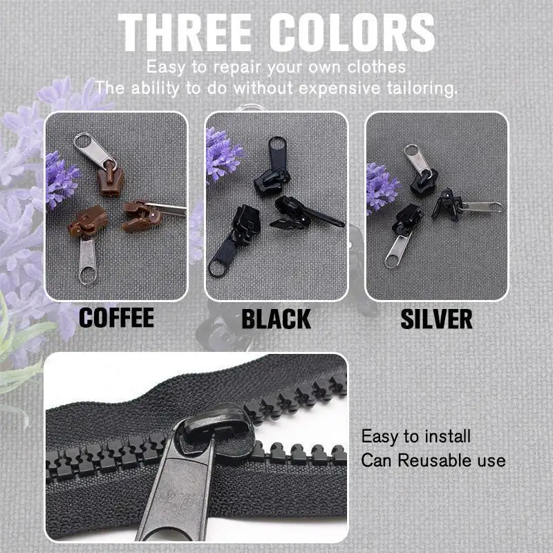 Kit Perbaikan Ritsleting Universal Kit Perbaikan Ritsleting Universal Pengganti Ritsleting Slider Mudah Dipakai Rusak