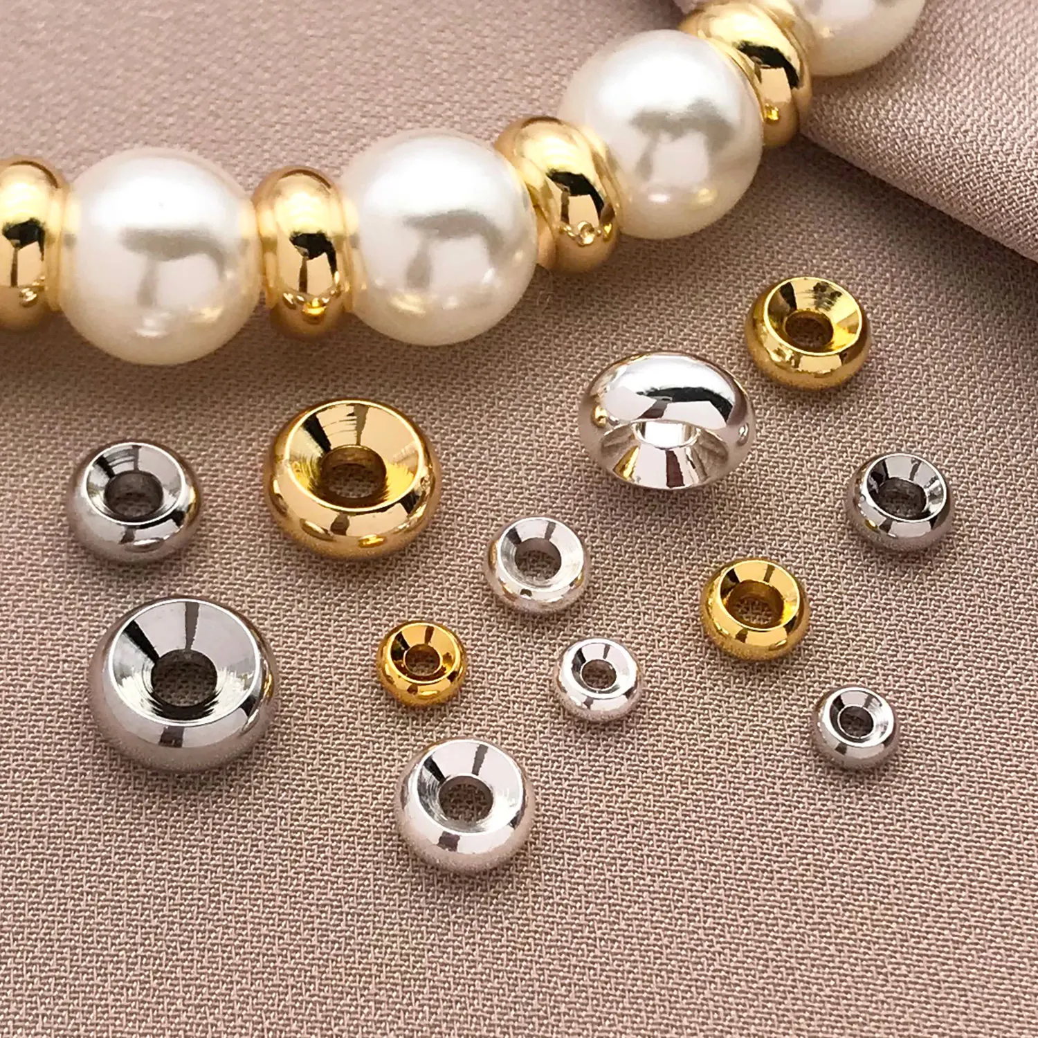 50pcs 8k genuine gold thick silver platinum double inverted wheel abacus spacer beads suitable for DIY Bracelet jewelry making