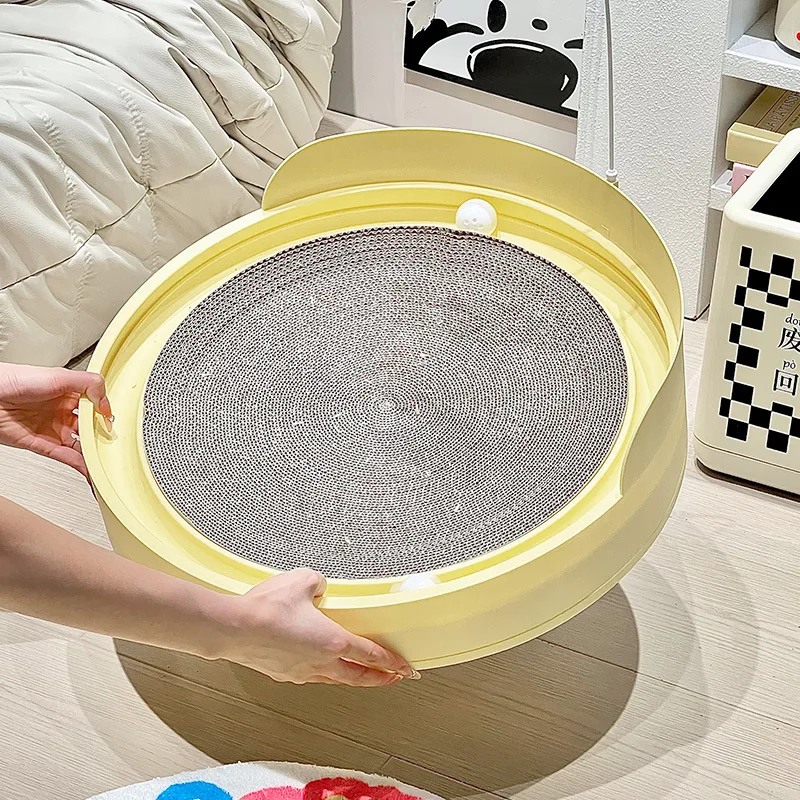

Extra-Large Round Cat Scratcher with Ball No-Mess Durable Corrugated Cat Bed & Toy Scratch Lounge for Kittens Pet Supplies