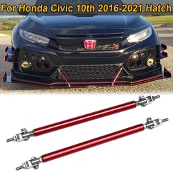 For Honda Civic Sedan Hatchback 10th Gen 2016-2021 Adjust Front Bumper Lip Splitter Strut Rod Tie Support Bar Car Accessories