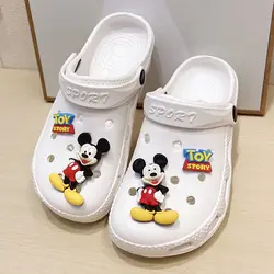 Disney Childrens' Sandals White Eva Garden Shoes Cartoon Mickey Minnie Mouse Slippers Summer Beach Open Peep Toe Shoes Size 36-4