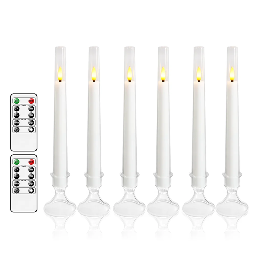Acrylic Pillar Flameless LED Electronic Candles Timer Dimmable Dining Table Bar Counter Valentine‘s Day Wedding Taper Candles