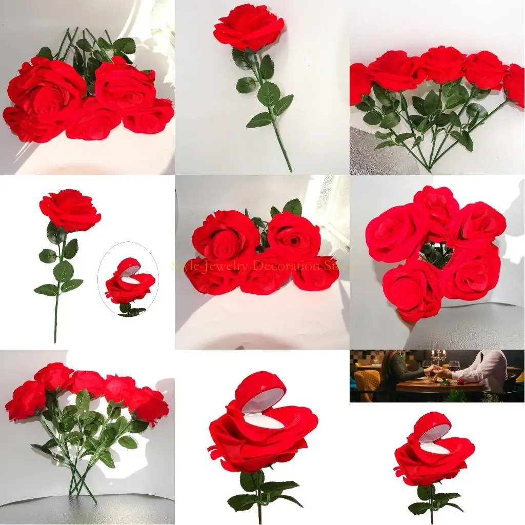 

D46E Многоцелевая розовая цветочная коробка уникальная держатель обручального кольца цветочное обручальное кольцо коробки