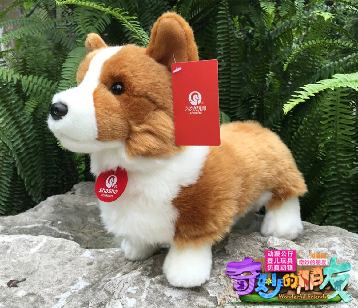 

new creative Welsh Corgi dog toy high quality brown&white standing dog doll about 33cm