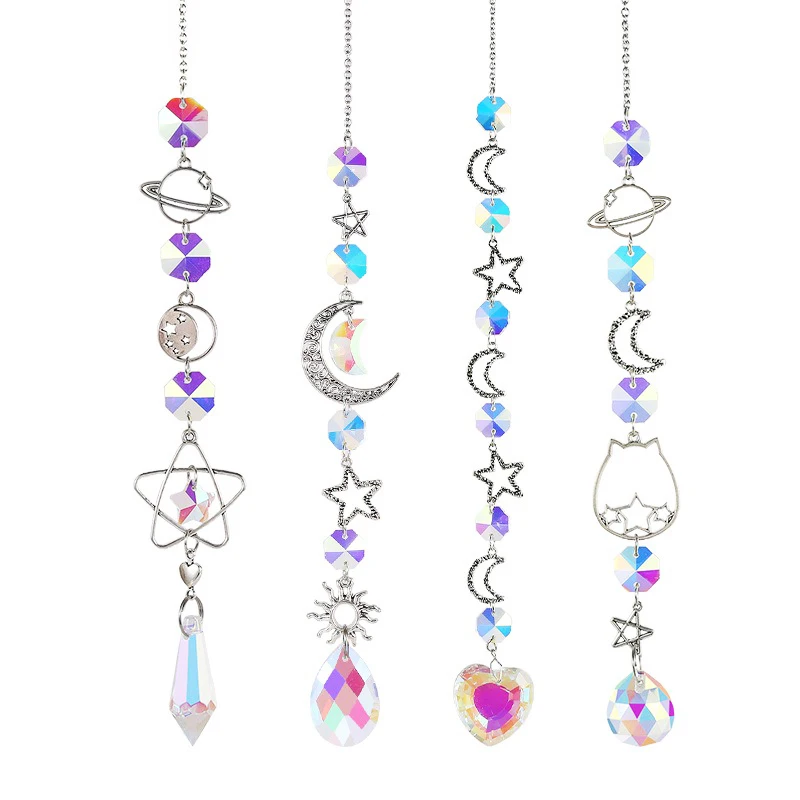 Sun Catcher Home Deocr Crystal Star Sun Wind Chimes Diamond Prisms Hangings Light Trap Rainbow Maker Window Curtains Pendant