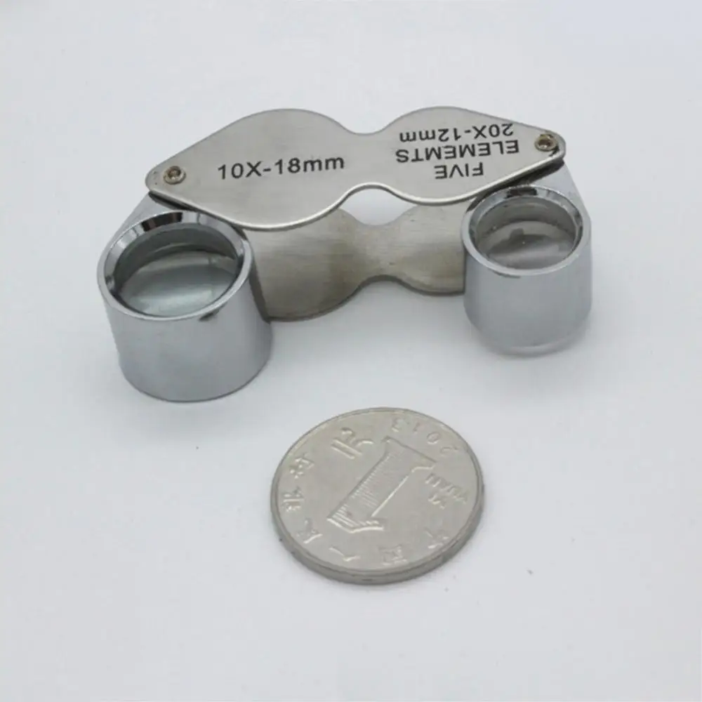 10X 20X 12mm 18mm Dupla Lente Óptica Jóias Diamante Lupa Ferramenta Eye Magnifier Magnifying Glass Jewelers Eye Glass