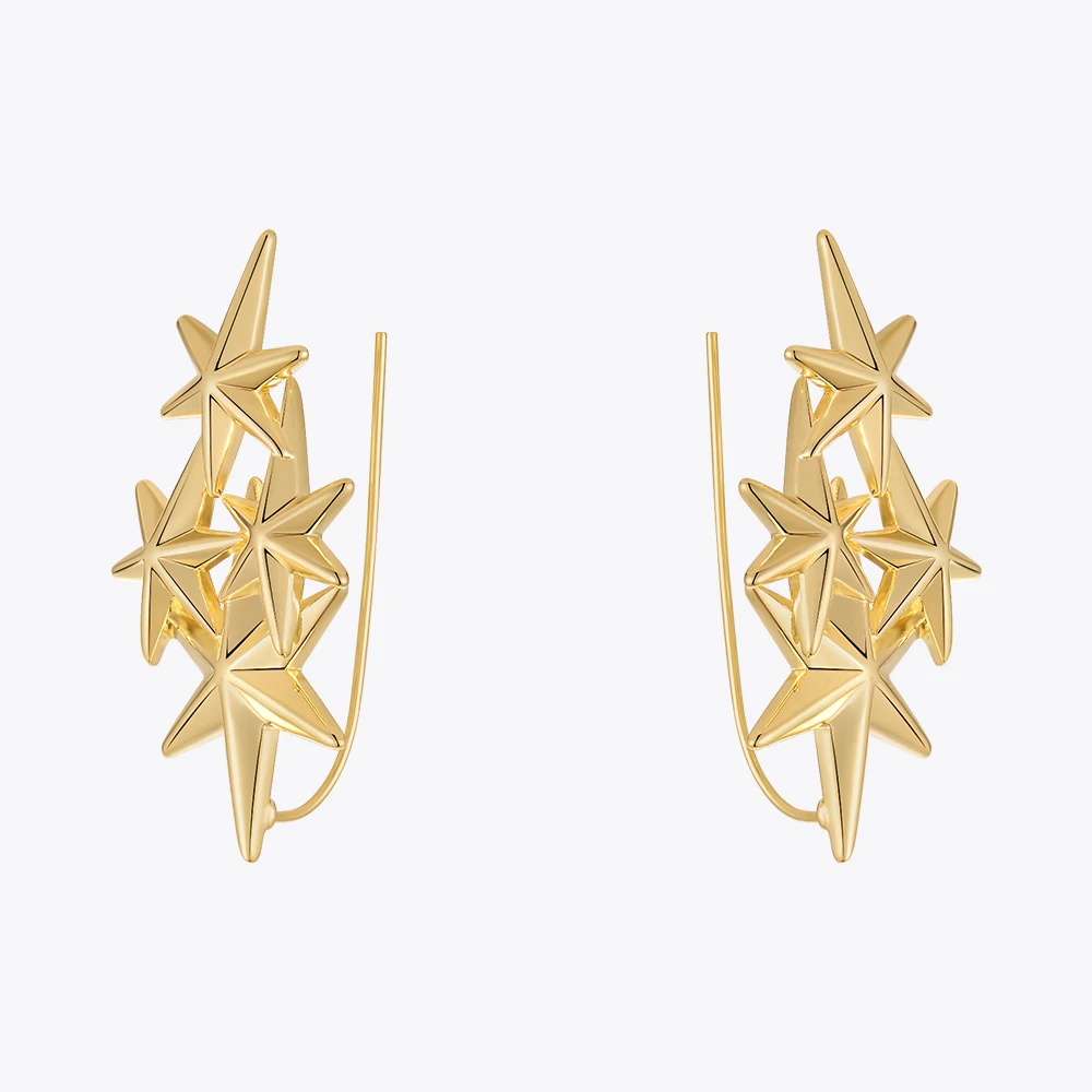 ENFASHION 2023 New Aretes Twinkle Stars Ear Clip On Ears For Women Original Fashion Jewelry Gold Color Earrings Christmas 221485