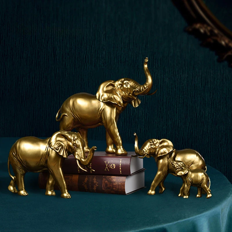 

Resin Elephant Figurines Fortune Lucky Ornament Elepants Fengshui Animals Statue for Home Room Living Room Decoration